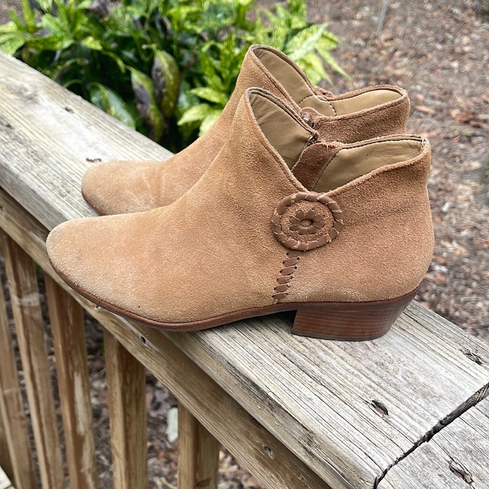 Jack Rogers Peyton Tan Oak Suede Ankle Bootie